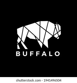 buffalo bison geometric polygonal logo vector icon illustration