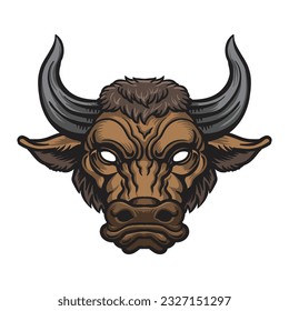 Buffalo Bison Mascot Head Graphic ,vector illustration 