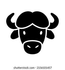 Buffalo bison ox isolated glyph icon. Animal head vector. Agriculture sign. Graph symbol for your web site design, logo, app, UI. EPS10.