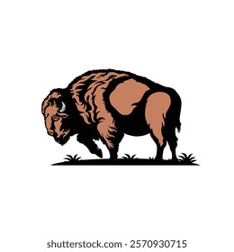 buffalo black and white illustration clip art, logo