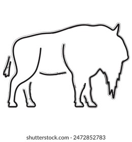 buffalo brush strokes on a white background. Vector illustration.