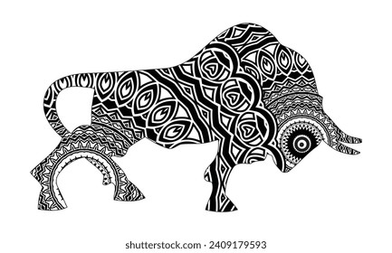 Buffalo. Bull. Coloring Page. Colouring picture. Adult Coloring Book idea. Freehand sketch drawing. Vector illustration.