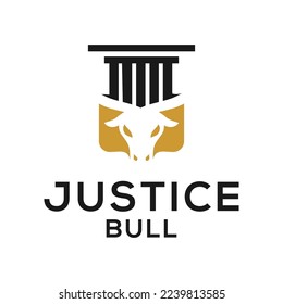 Buffalo bull shield justice scale law legal logo vector