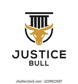 Buffalo bull shield justice scale law legal logo vector