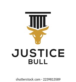 Buffalo bull shield justice scale law legal logo vector