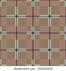 Buffalo cage seamless pattern. Checkered fabric design. Vector.


