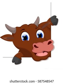 buffalo cartoon with blank sign
