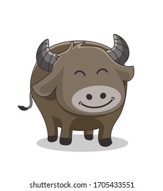 Buffalo Cartoon Cute Animals Isolated Vector Image