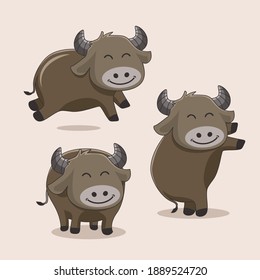 Buffalo Cartoon Cute Animals Set Collections