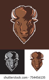 buffalo character mascot on white with black and white variation