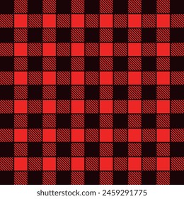 Buffalo Check Geometric Fabric Red Black Color Pattern Background Vector