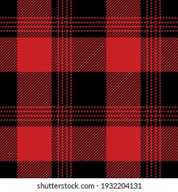 Buffalo check pattern seamless in black and red. Decorative dark bright vichy tartan plaid graphic for flannel shirt, skirt, tablecloth, other modern autumn winter everyday fashion textile design.