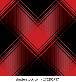 Buffalo check pattern vector in black and red. Seamless tartan ombre plaid for flannel shirt, skirt, or other modern autumn winter textile print.