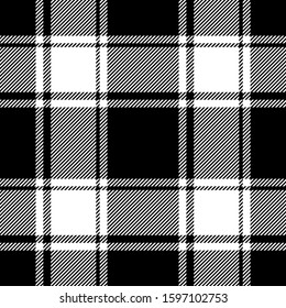 Buffalo check plaid pattern background. Seamless black and white gingham or vichy tartan plaid graphic for flannel shirt, blanket, throw, duvet cover, or other modern fabric design.