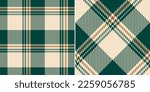 Buffalo check plaid pattern in dark green, gold brown, beige. Seamless textured asymmetric dark tartan set for autumn winter flannel shirt, pyjamas, blanket, other modern holiday fabric design.