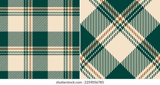 Buffalo check plaid pattern in dark green, gold brown, beige. Seamless textured asymmetric dark tartan set for autumn winter flannel shirt, pyjamas, blanket, other modern holiday fabric design.