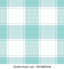 Buffalo check plaid pattern in desaturated cyan. Seamless textured vichy background in green blue turquoise for flannel shirt, skirt, tablecloth, other modern spring summer fashion textile design.