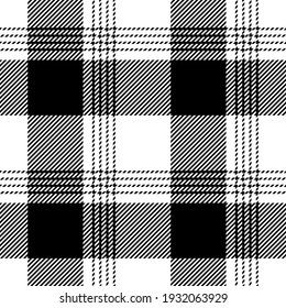 Buffalo check plaid pattern texture in black and white. Seamless tartan background for flannel shirt, gift wrapping paper, tablecloth, other modern spring summer autumn winter fashion textile design.