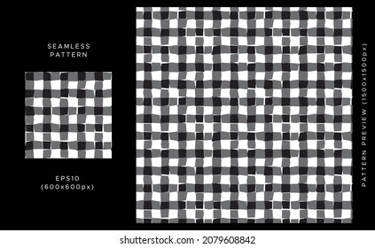 Buffalo Check Plaid Seamless Pattern. Black design on a light background. Trendy textile, fabric, wrapping. Modern stylish abstract texture. Vector illustration.