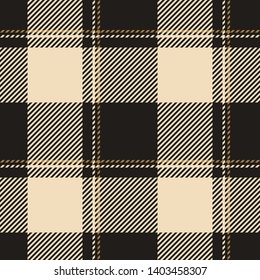 Buffalo check / vichy / gingham plaid pattern vector. Tartan plaid in dark grey and gold for modern fashion textile design.