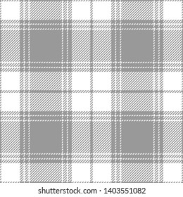 Buffalo check / vichy / gingham plaid pattern seamless graphic in grey and white for modern fashion textile design.