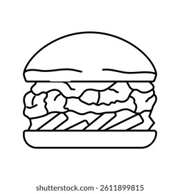 buffalo chicken burger food line icon vector. buffalo chicken burger food sign. isolated contour symbol black illustration