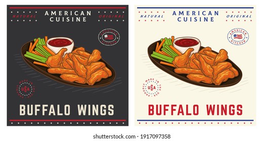 Buffalo Chicken Wings american food illustration