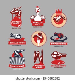 Buffalo chicken wings badge and logo