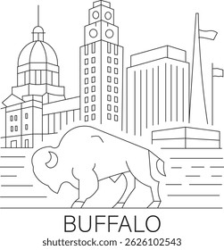 Buffalo City Line Desenho Simples Minimalista