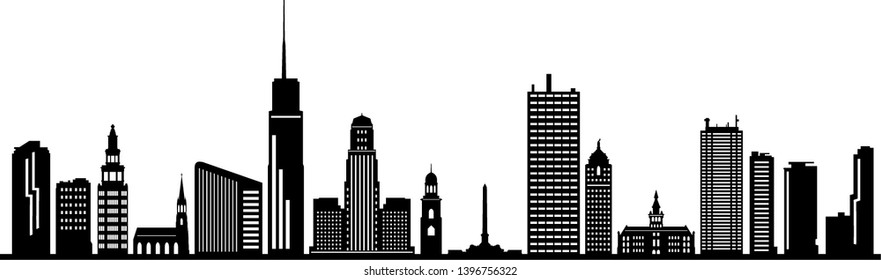 Buffalo City Skyline Silhouette Vector