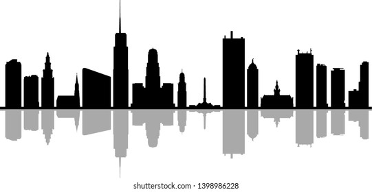 Buffalo City Skyline Silhouette Vector