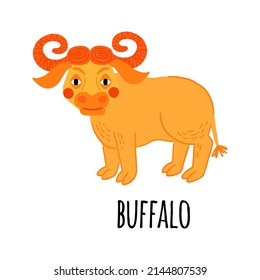 Buffalo clipart. African animal vector illustration isolated on white background