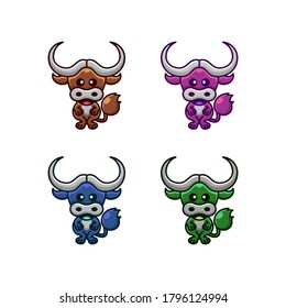 buffalo color cute character design for logo, t-shirts or as you wish