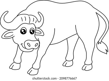 Buffalo Coloring Page Isolated for Kids