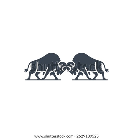 Buffalo Confrontation Stance Icon Isolated On White Background