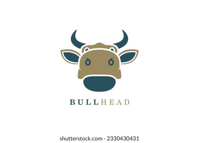 Buffalo Cow ox Bull Head vector logo design. Animal nature icon concept. Bull head vector design on white background, Farm and livestock logo design. Simple design of aggressive bull head.