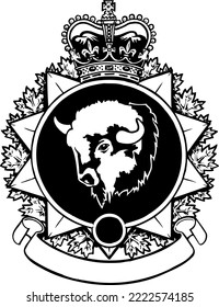 Buffalo Crest Shield Vector Illustration