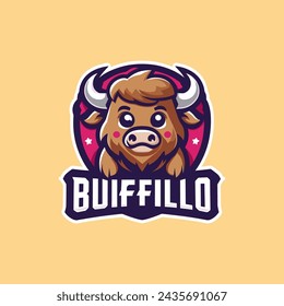 Buffalo Cute Mascot Logo Illustration Chibi Kawaii is awesome logo, mascot or illustration for your product, company or bussiness