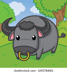 buffalo, cute vector, cute cartoon
