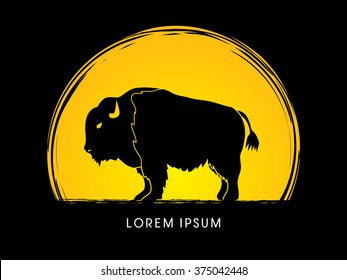 Buffalo designed on moonlight background graphic vector