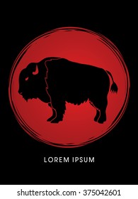 Buffalo designed on red circle background graphic vector