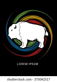 Buffalo designed on spin wheel background graphic vector