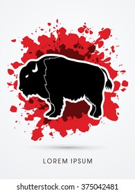 Buffalo designed on splash blood background graphic vector