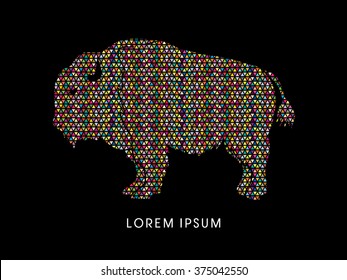 Buffalo designed using colorful mosaic pattern graphic vector