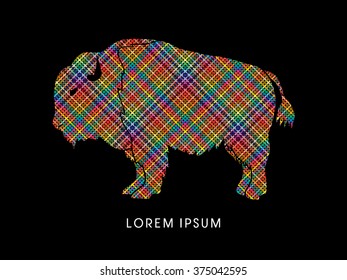 Buffalo designed using colorful pixels graphic vector