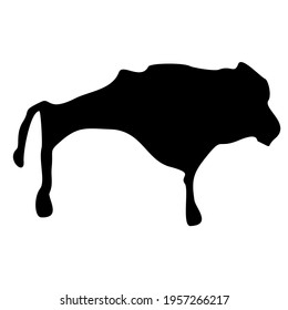 Buffalo. Drawings of primitive people on stone. Illustration in ethnic style.