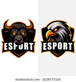 Buffalo und Adler Logo für Esports, die einen starken und harten Eindruck kombiniert