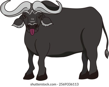 Buffalo is facing the front. 