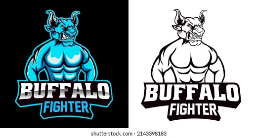 buffalo fighter esport logo mascot design