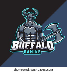 Buffalo gaming mascot logo template. perfect for gaming logo, merchandise, apparel, etc